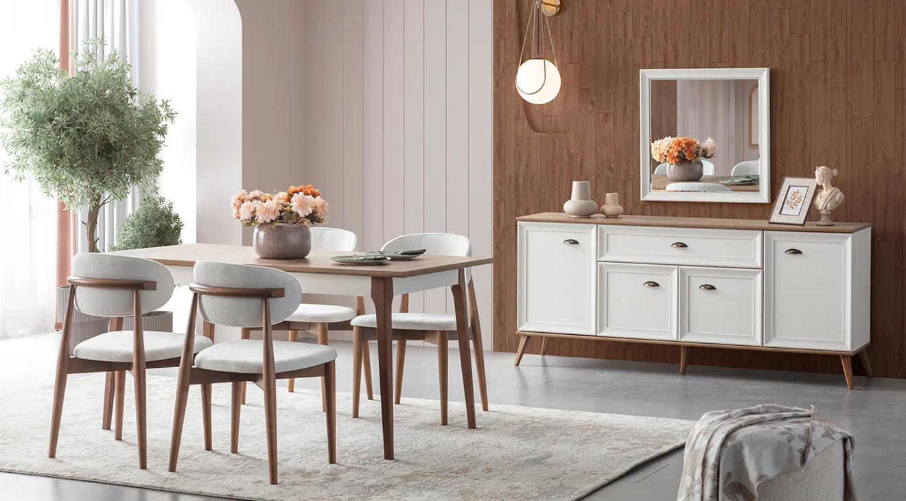 Ada Ahşap Ayaklı Modern Yemek Odası Takımı