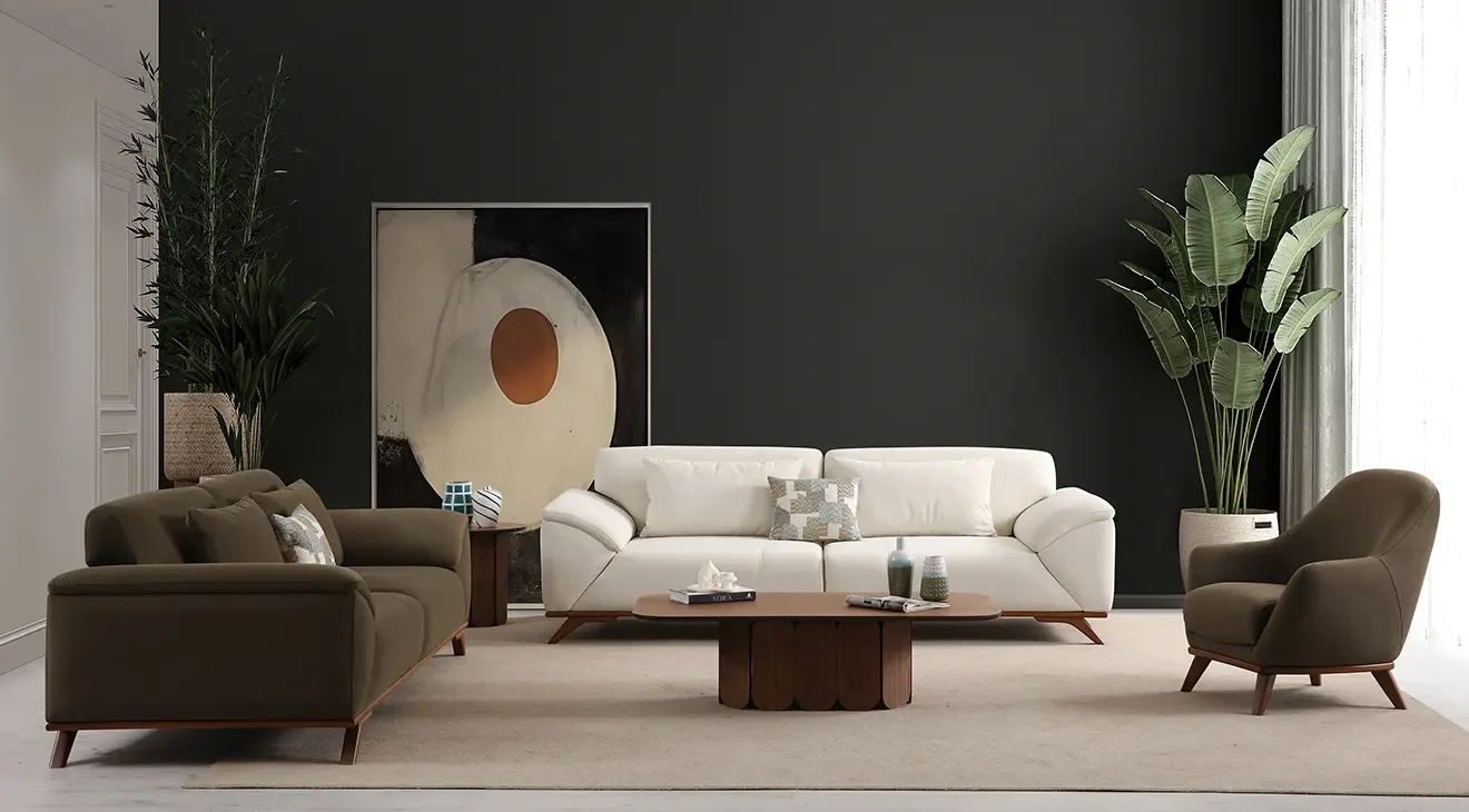 Alfa Ahşap Ayaklı Koltuk Takımı