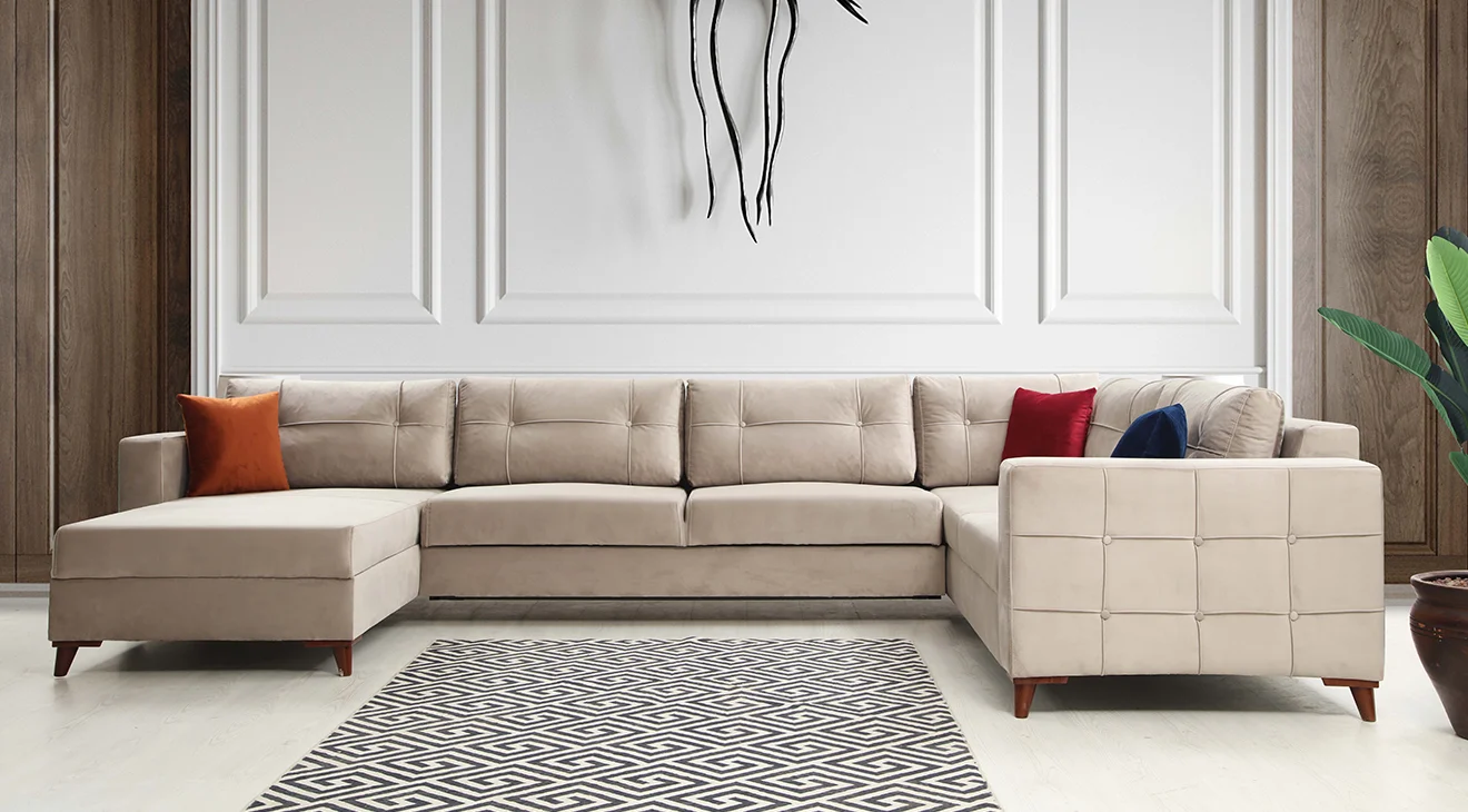 Alya U Yataklı Sandıklı Köşe Koltuk Takımı