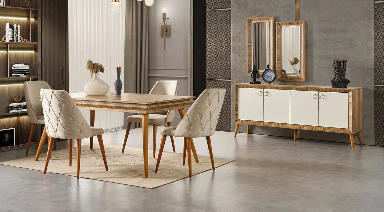 Anadolu Ahşap Ayaklı Yemek Odası Takımı