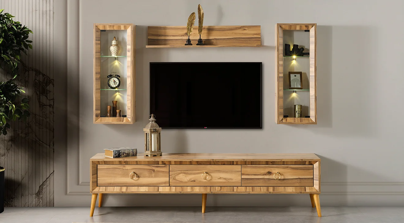 Anadolu Ceviz Ahşap Ayaklı Tv Ünitesi