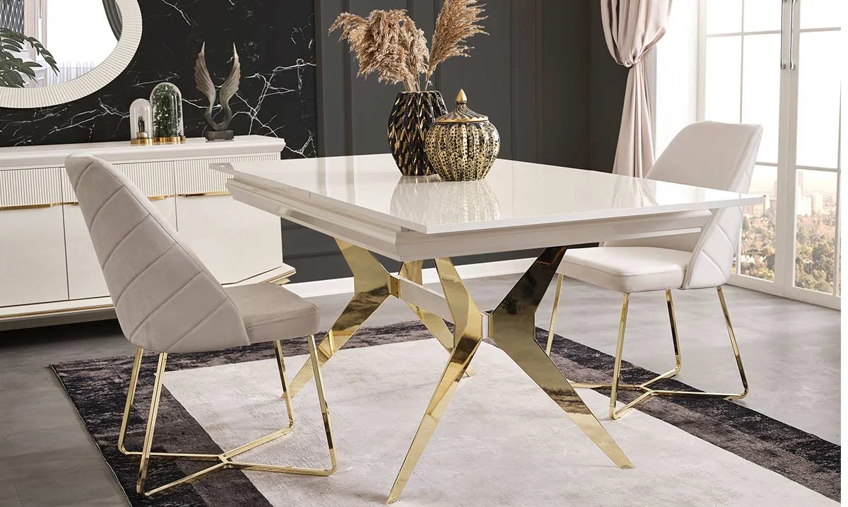 Angel Gold Metal Ayaklı Yemek Masası