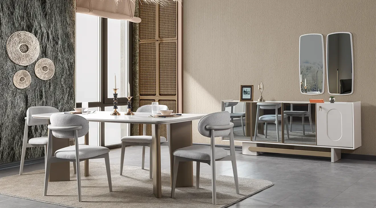 Antik Ahşap Ayaklı Yemek Odası Takımı