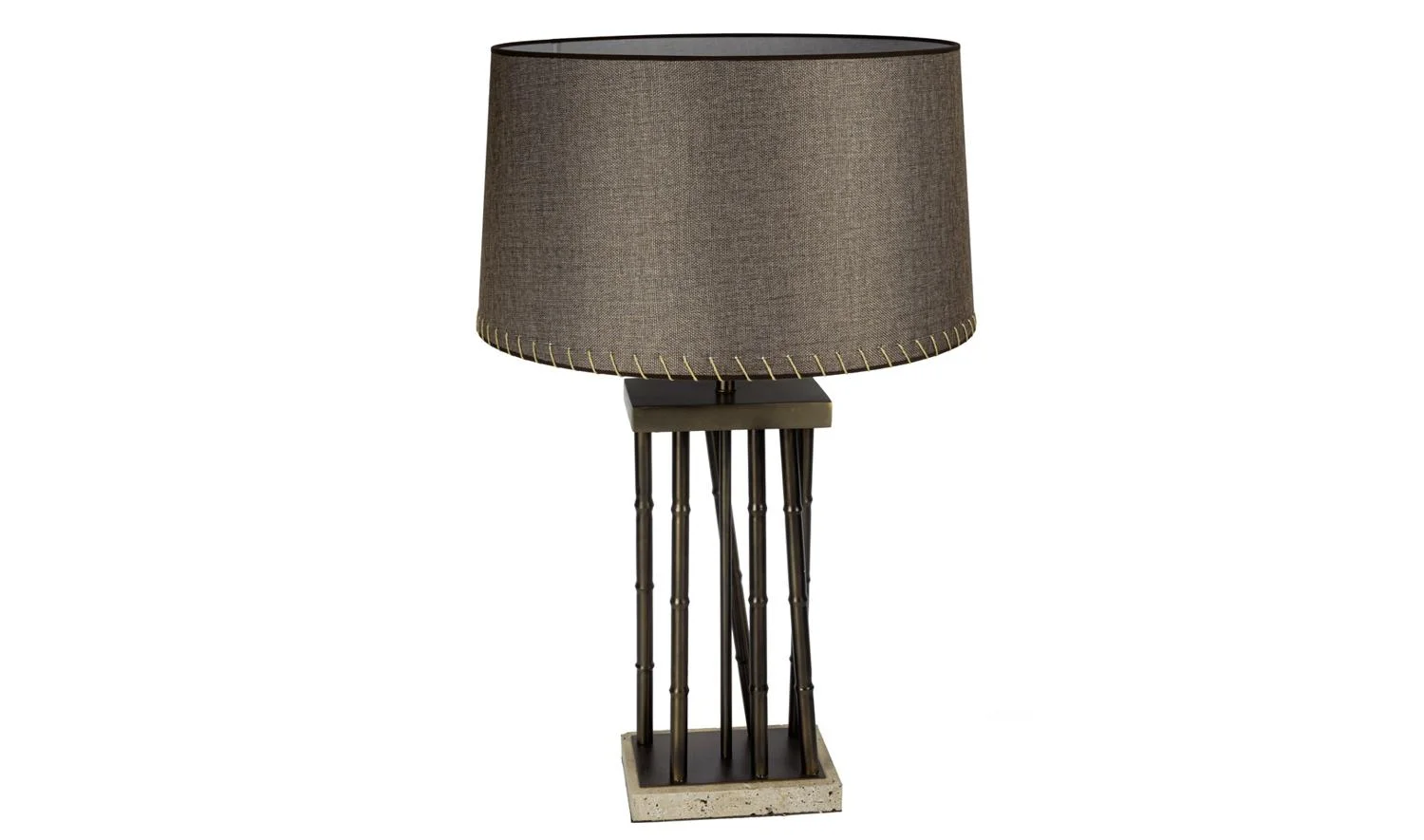 Antik Bronz Ayaklı Kahverengi Abajur