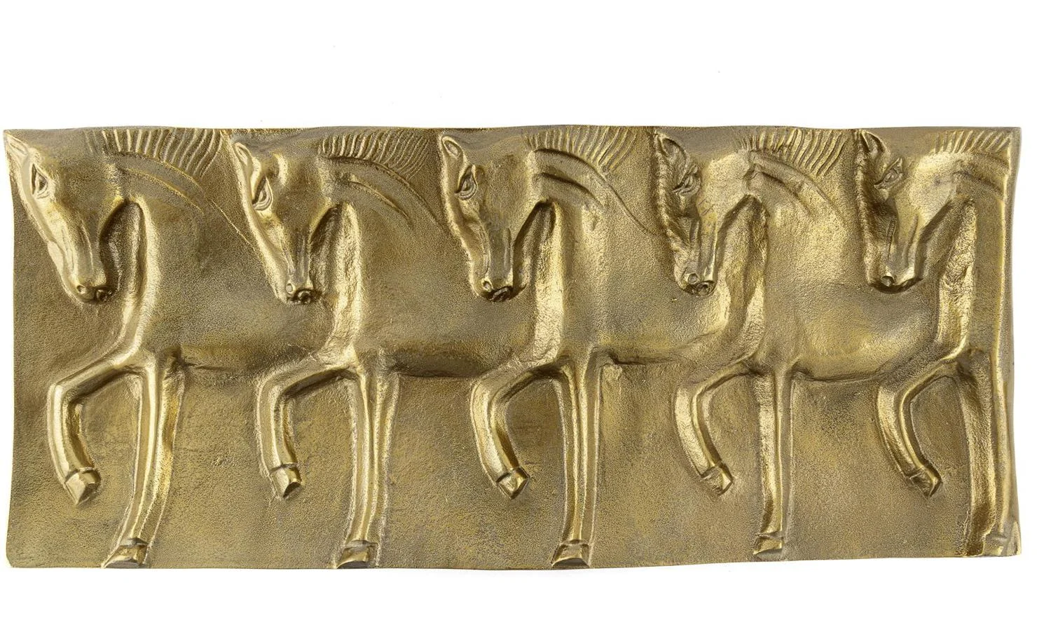 Antik Gold Horse Metal Dikdörtgen Duvar Dekoru 60x30 cm