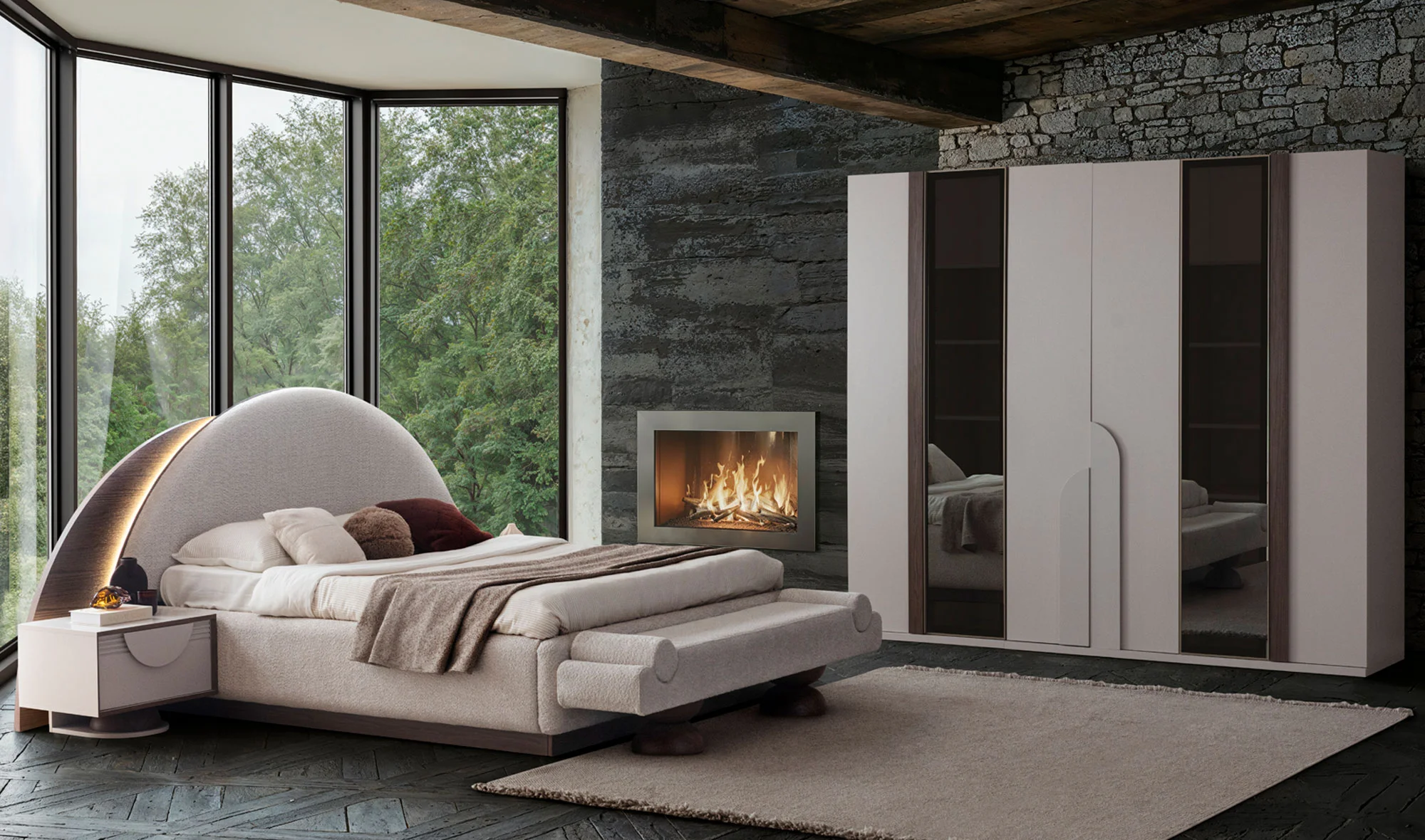 Gardrop + Karyola + Şifonyer + 2 Komodin