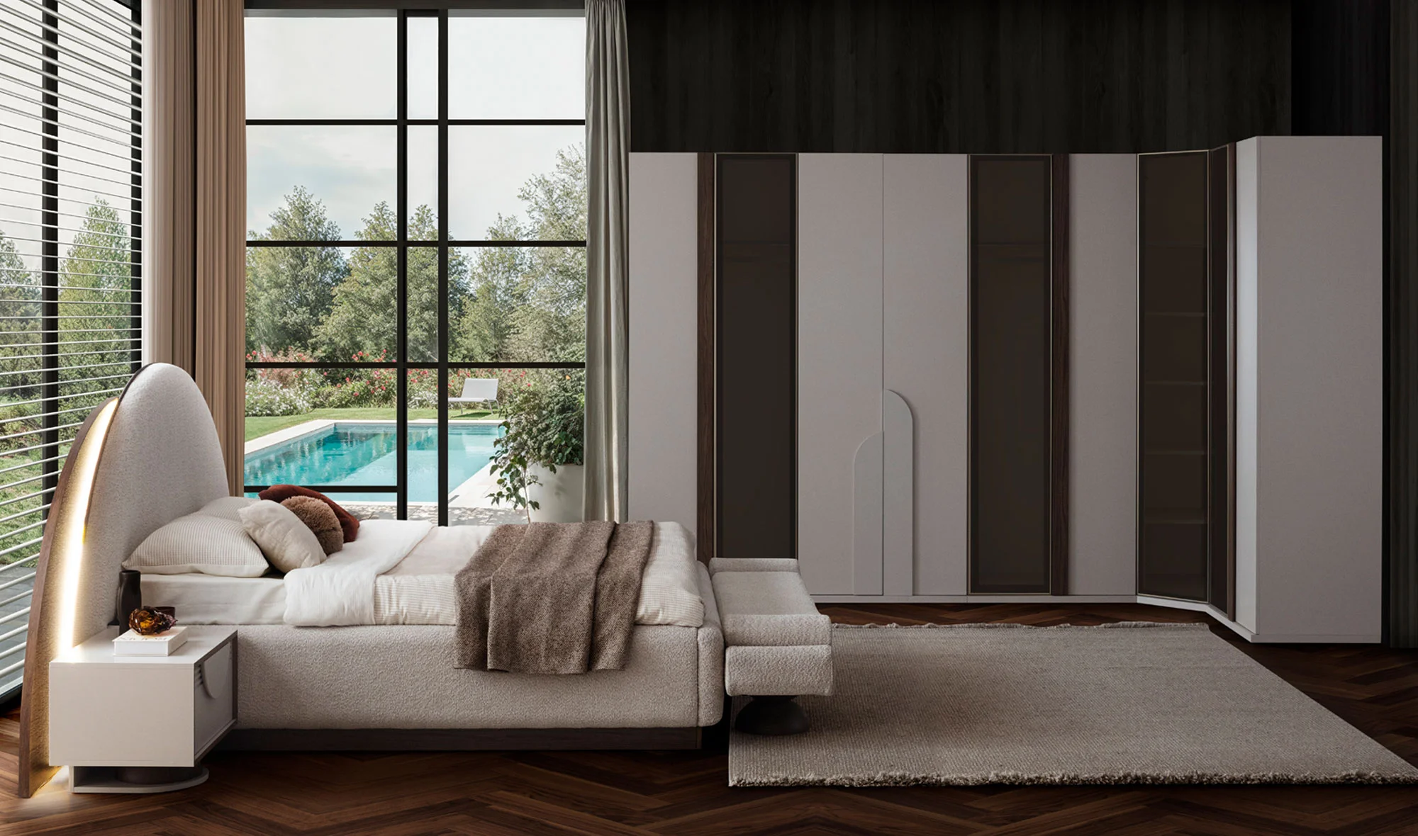 Köşe Dolap Takım + Karyola + Şifonyer + Komodin