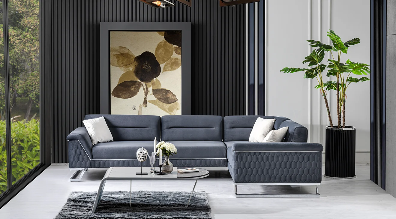 Artoo Yataklı Metal Ayaklı Köşe Koltuk Takımı