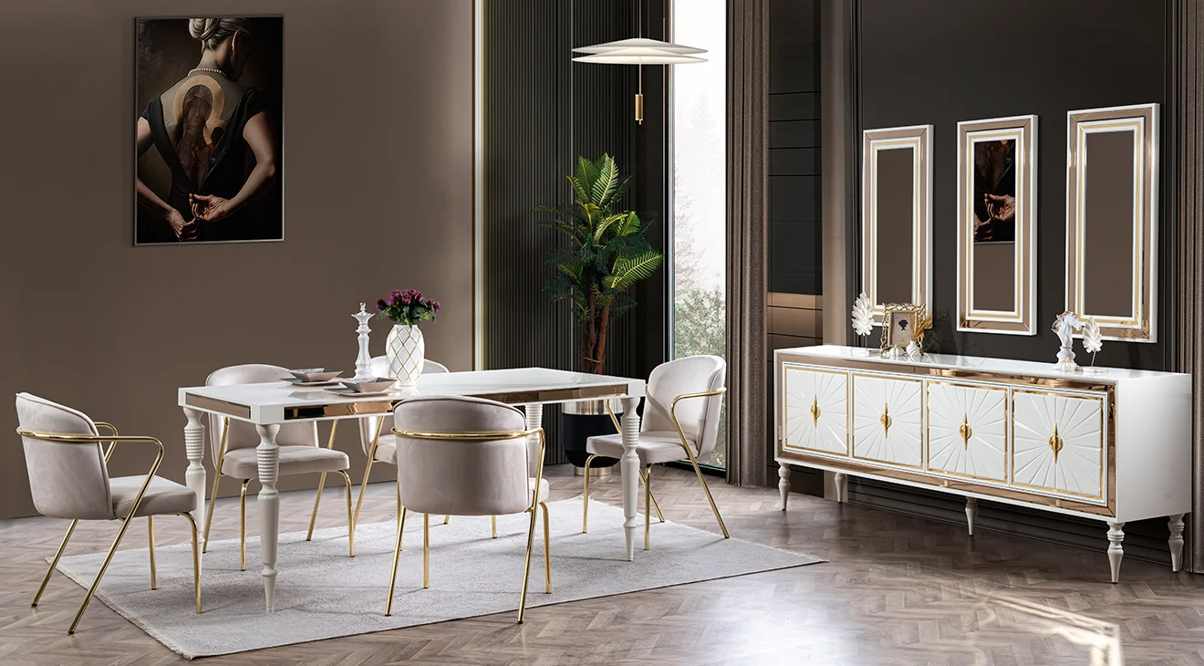 Arya Ahşap Ayaklı Yemek Odası Takımı