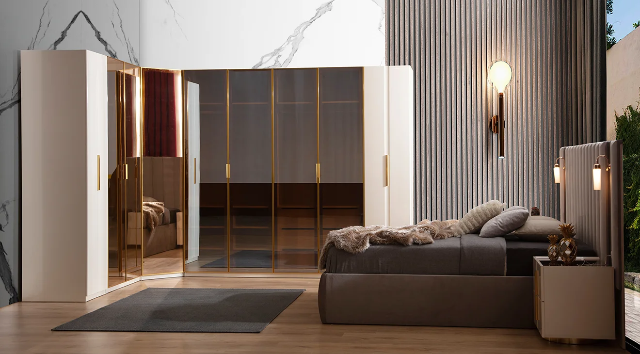 Asos Köşe Dolaplı Yatak Odası Takımı