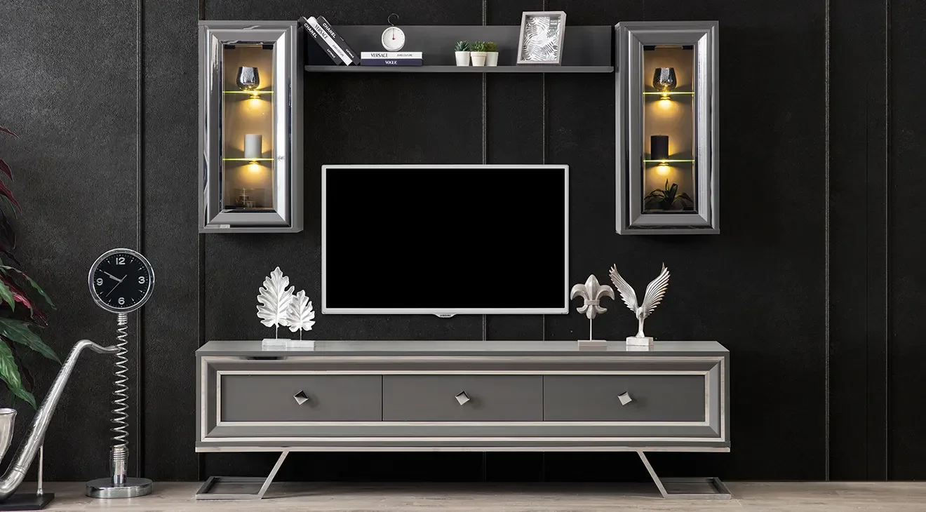 Asos Metal Ayaklı Tv Ünitesi (Antrasit)