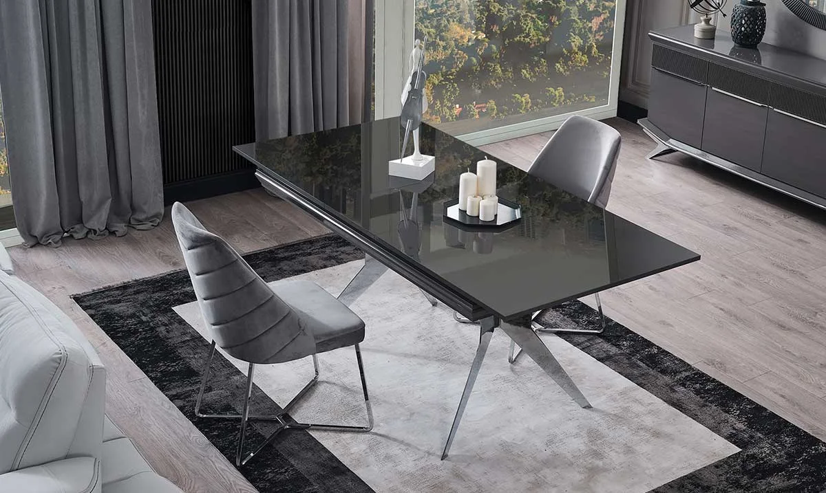 Asya Gümüş Metal Ayaklı Yemek Masası