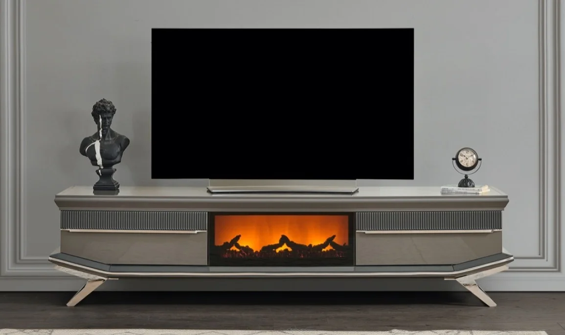 Asya Silver Fireplace TV Unit