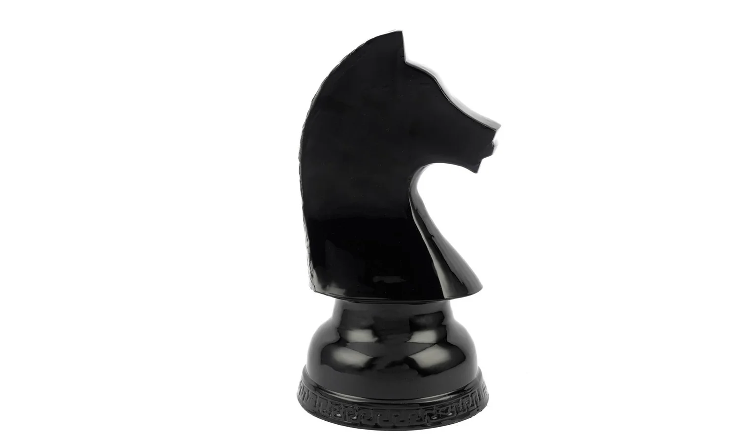 At Siyah Dekor Satranç Taşı