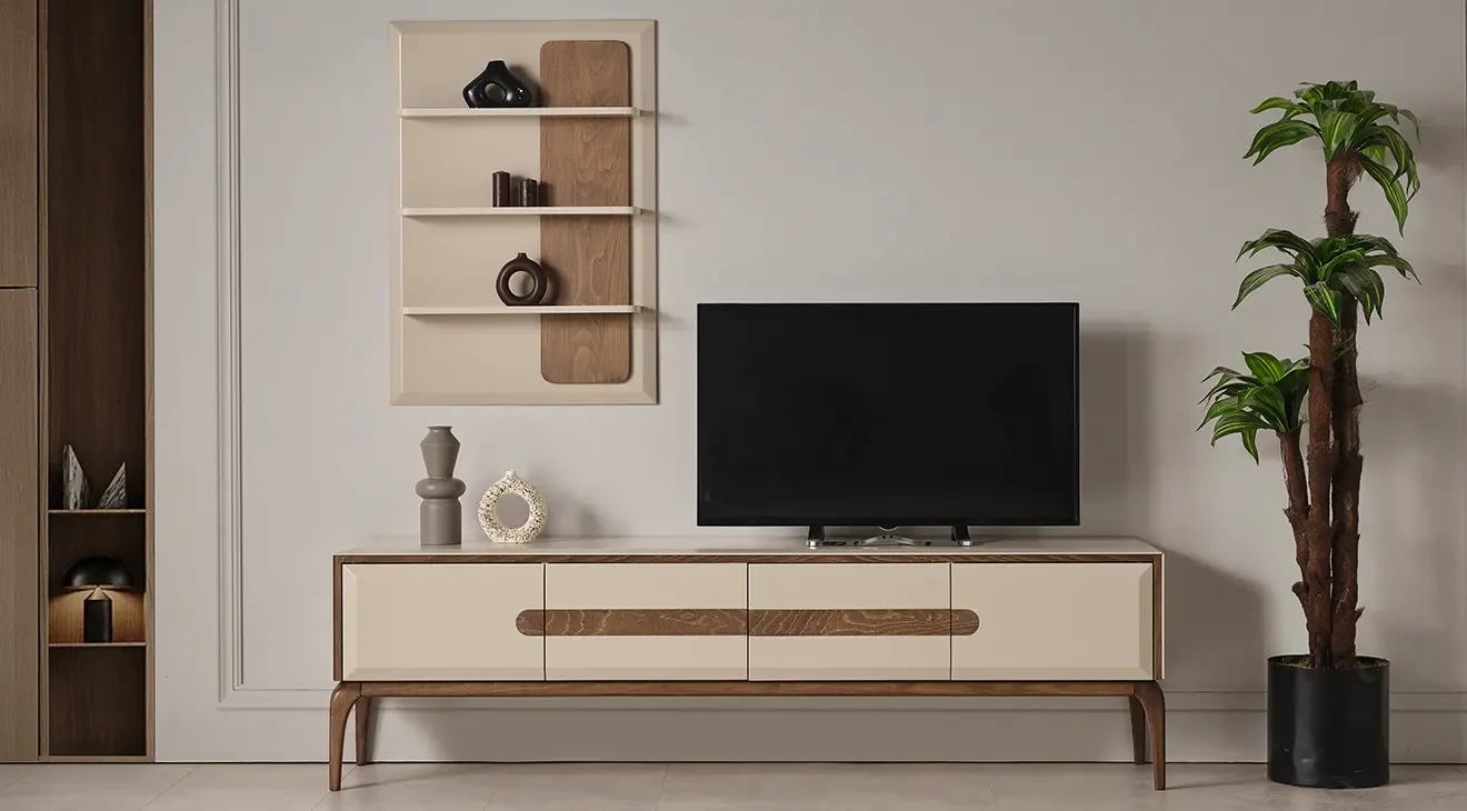 Aura Ahşap Ayaklı Modern Tv Ünitesi