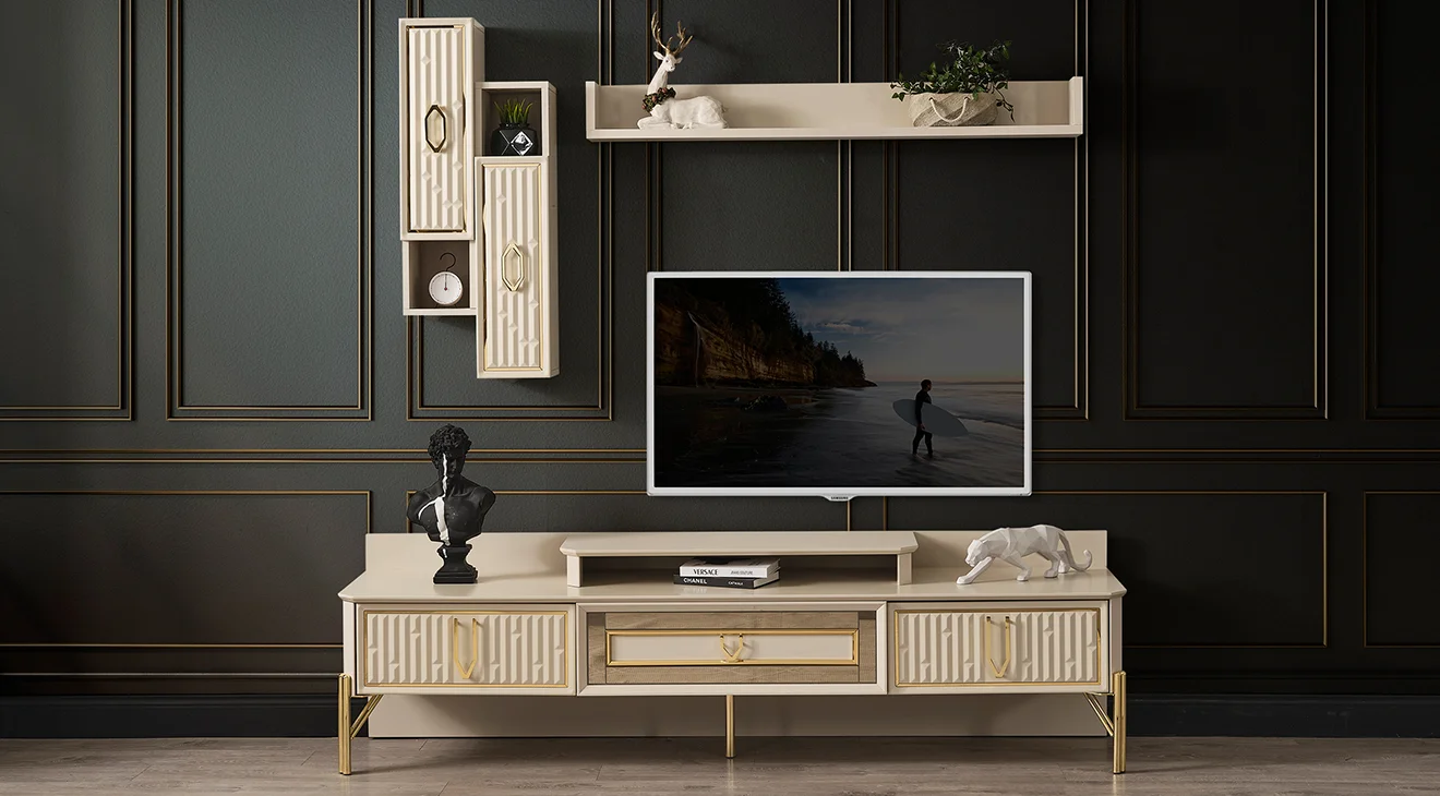 Bahar Gold Metal Ayaklı Tv Ünitesi