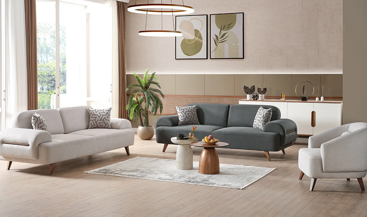 İki Üçlü Koltuk (yataklı) + Bir Tekli Koltuk