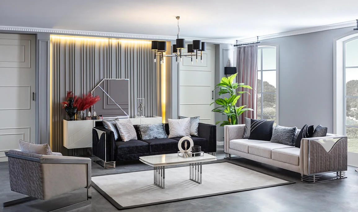Bella Silver Sofa Set