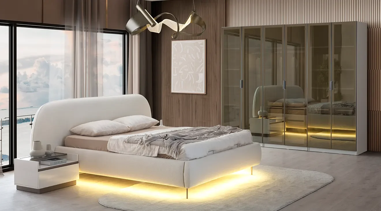 Bellat 6 Cam Kapaklı Yatak Odası Takımı