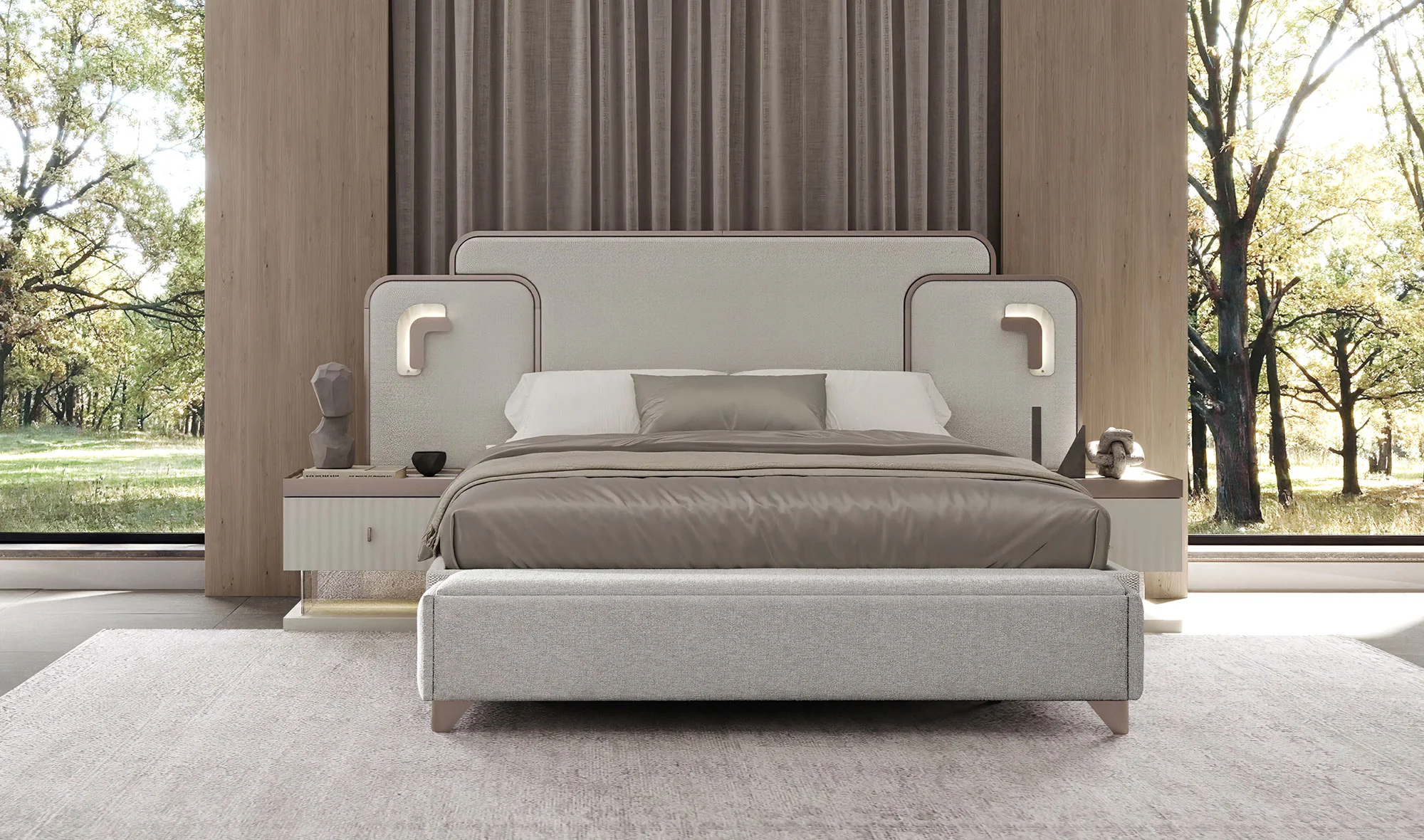 Bazalı Karyola ve Başucu - 160 cm