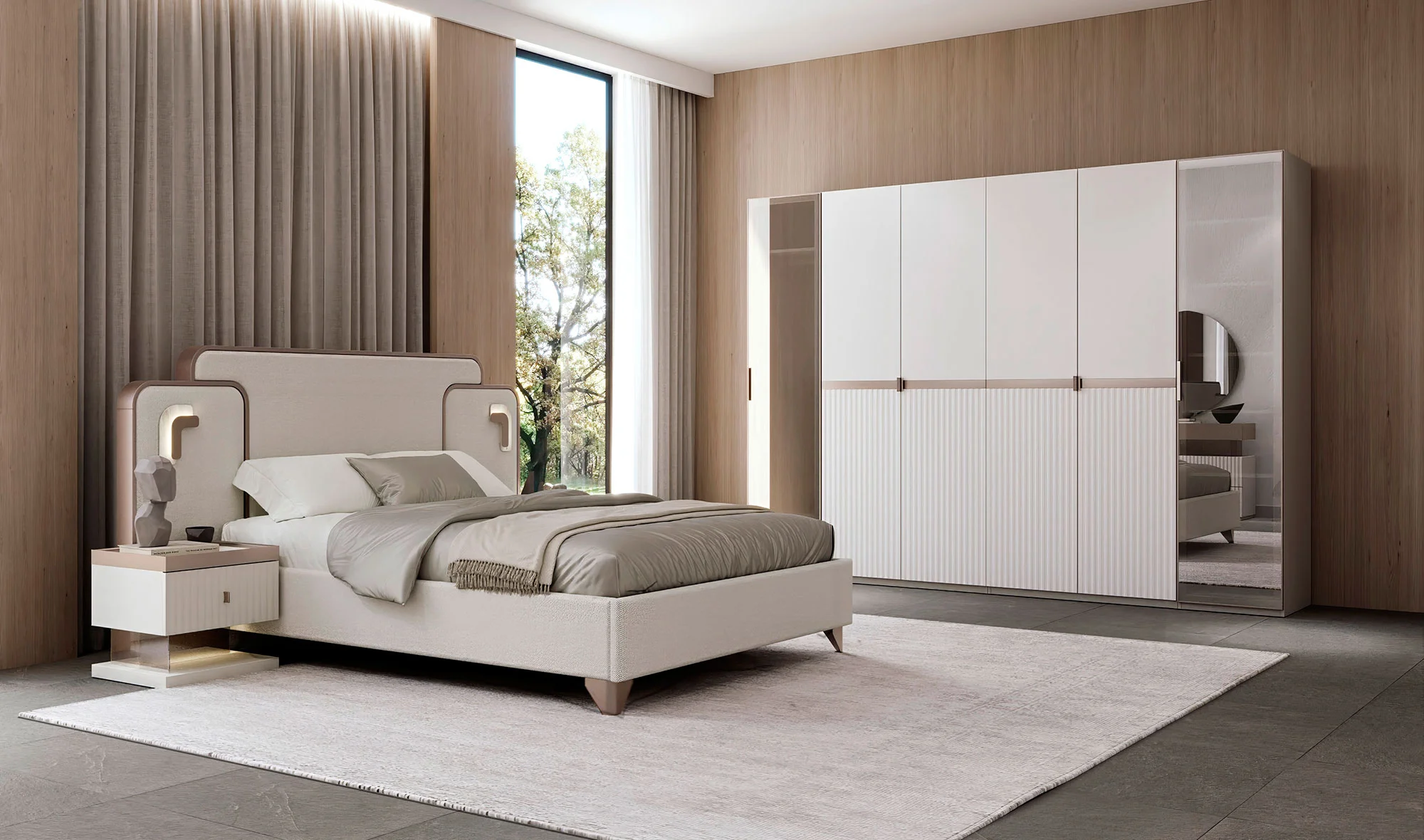 Gardrop+ Bazalı Karyola+ Şifonyer+ 2 Komodin