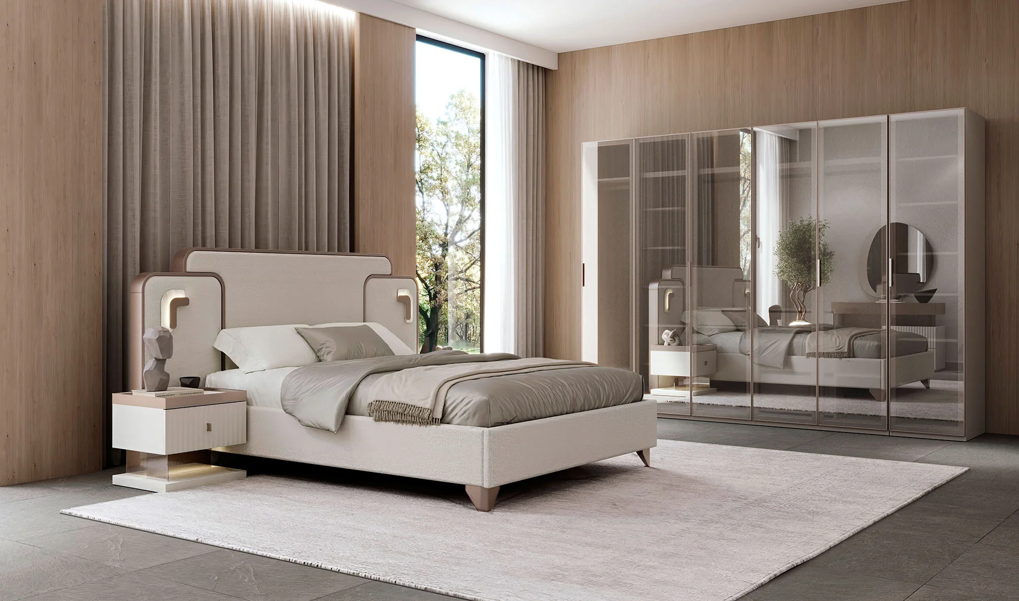 Benita Bazalı Yatak Odası - Cam Kapak