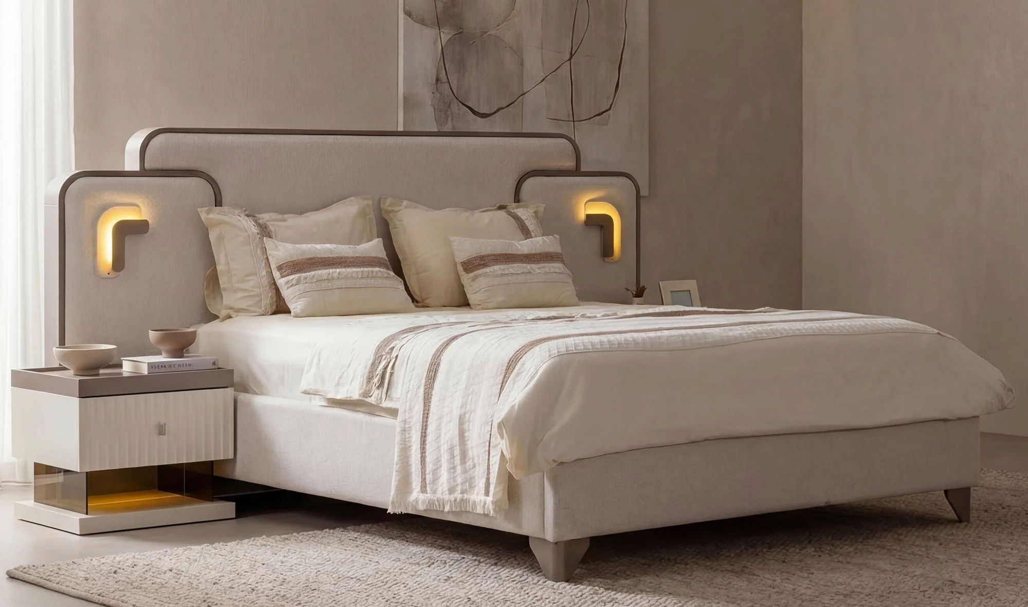 Bazalı Karyola ve Başucu - 180 cm