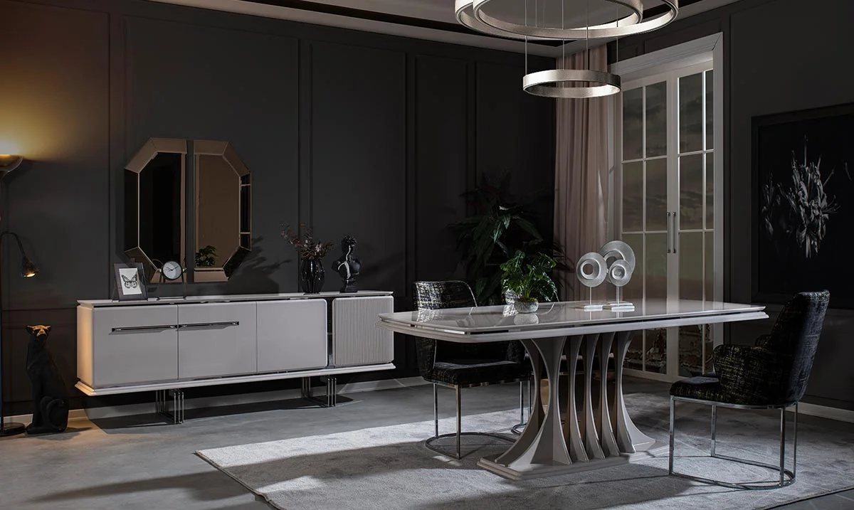 Bergama Kumtaşı Metal Ayaklı Yemek Odası Takımı