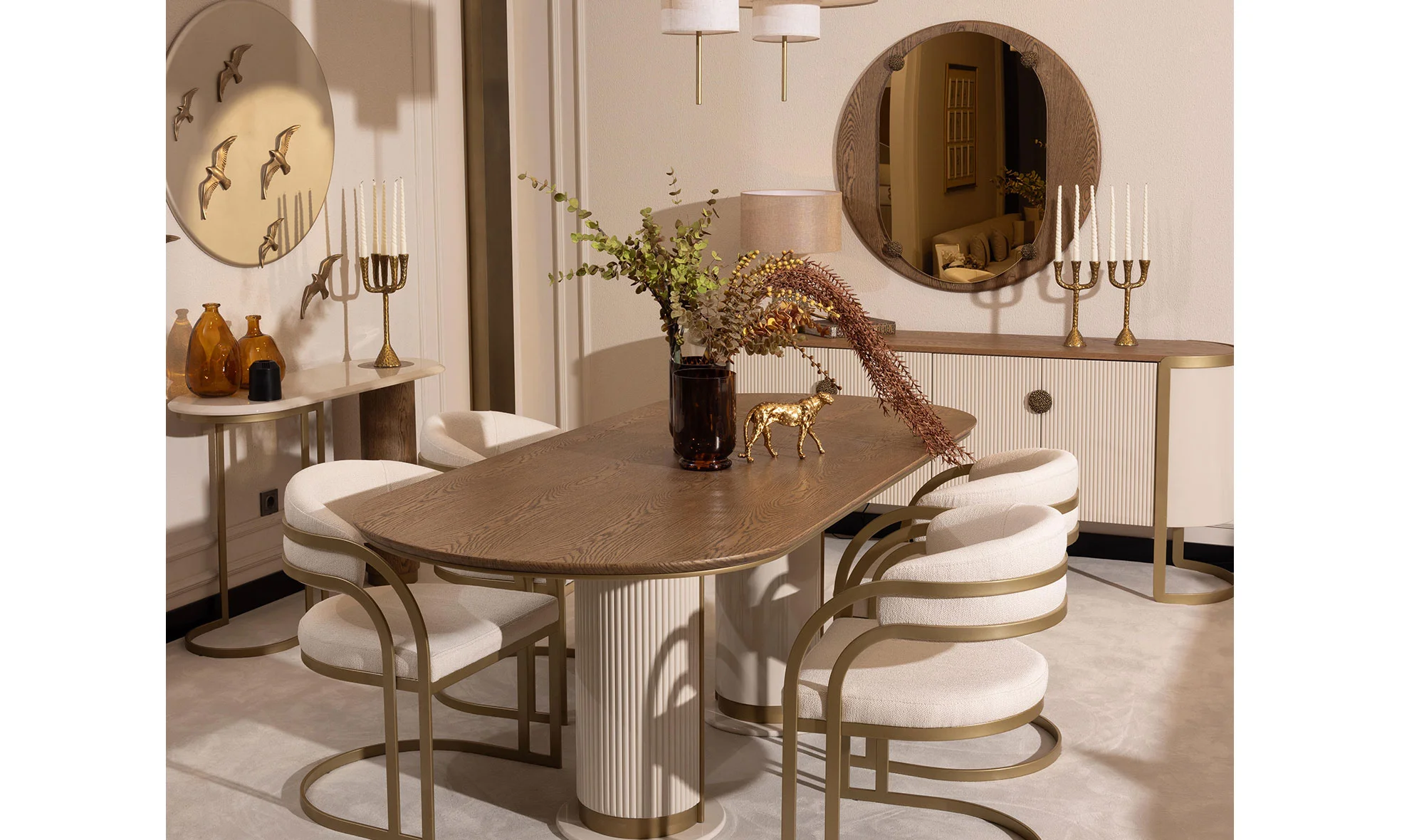 Konsol + Yemek masası + 6 sandalye