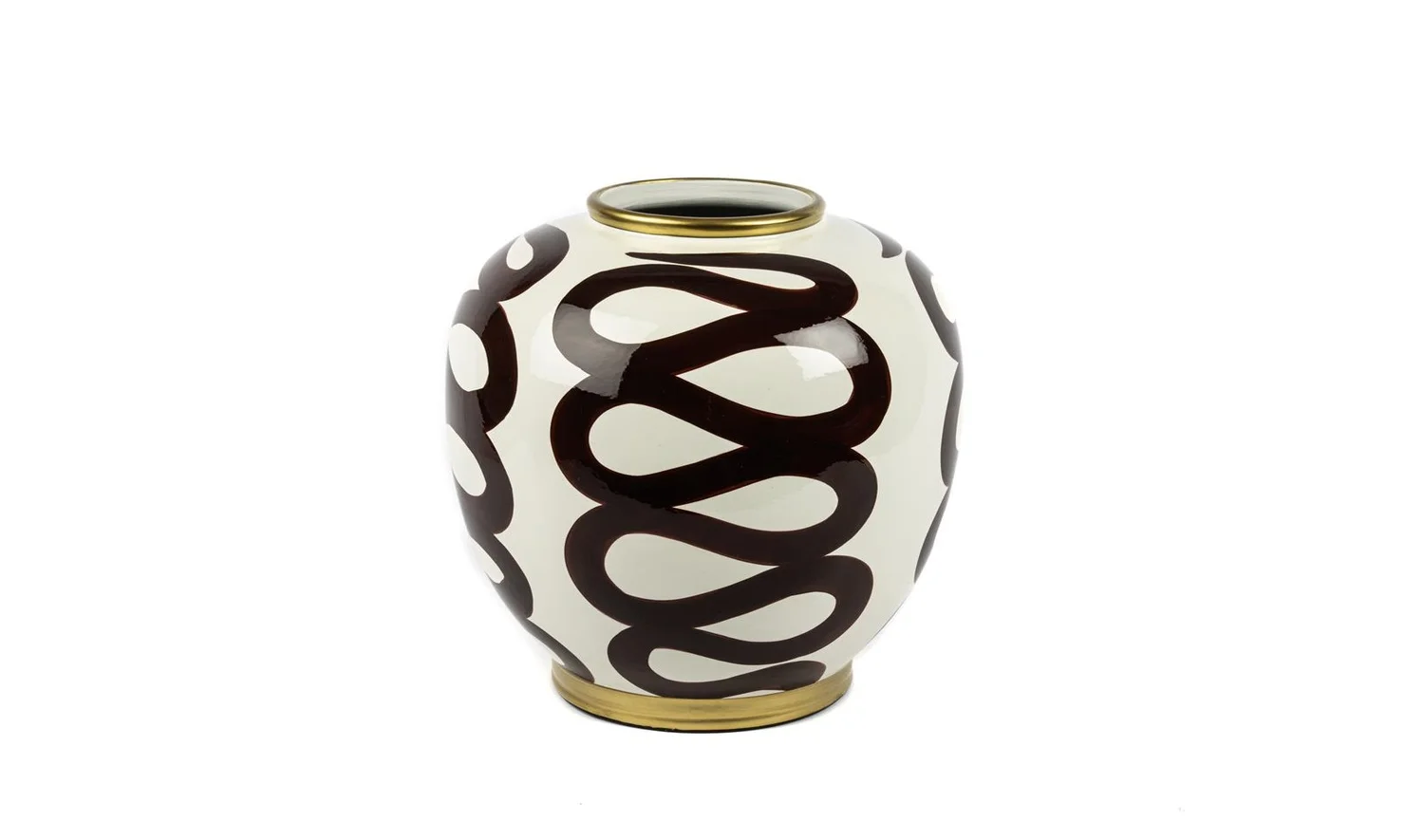 Beyaz Bordo Desenli Vazo 25x30 cm