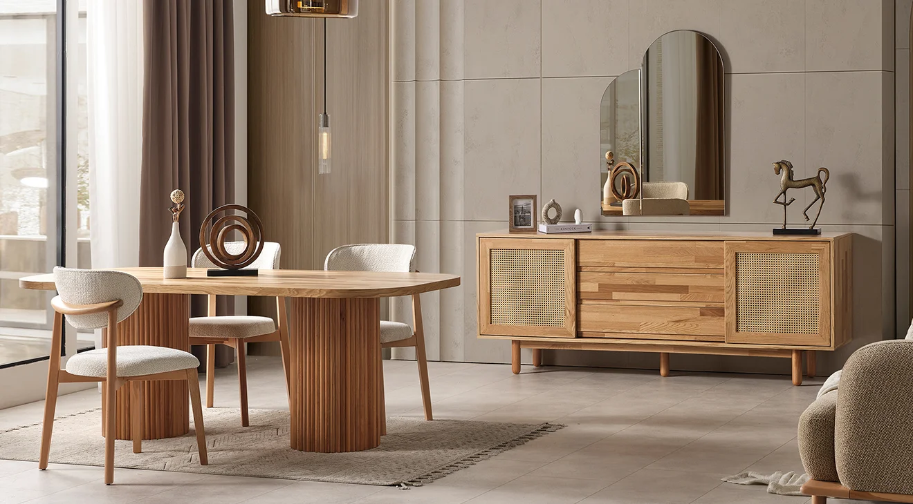 Bohem Ceviz Yemek Odası Takımı