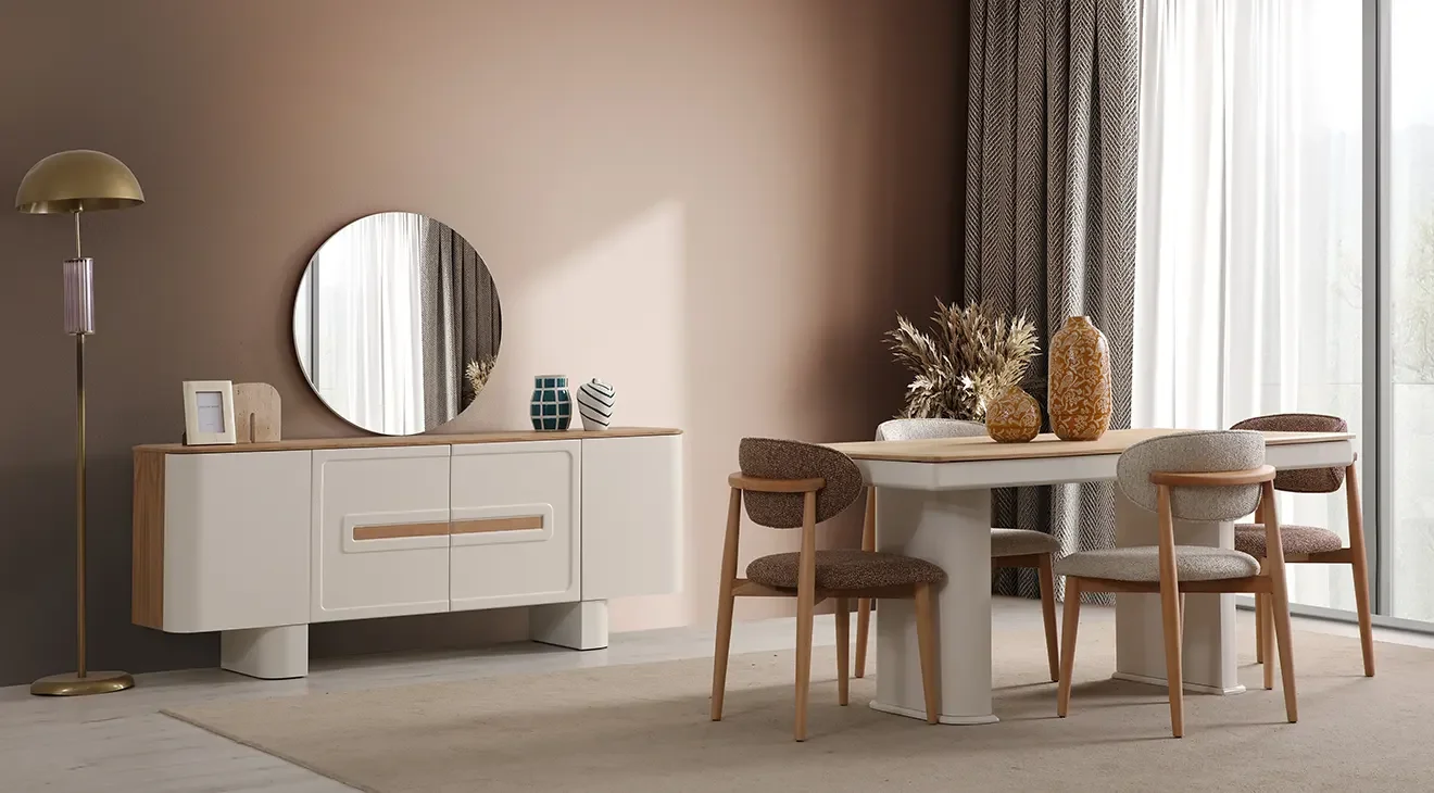 Bora Ahşap Ayaklı Yemek Odası Takımı