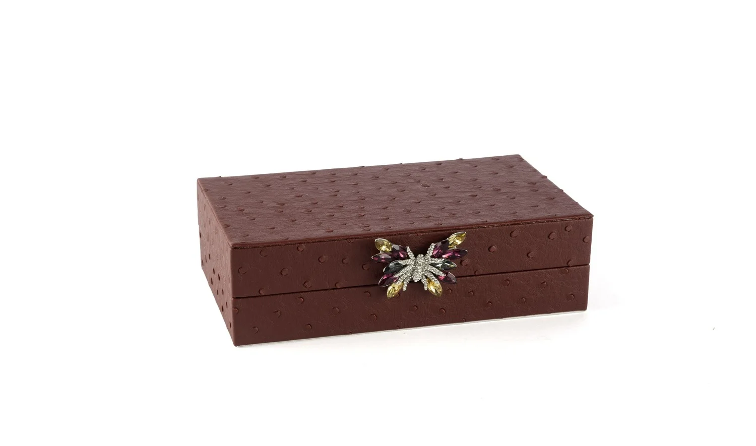 Bordo Kelebek Kulplu Deri Kutu 20x12 cm