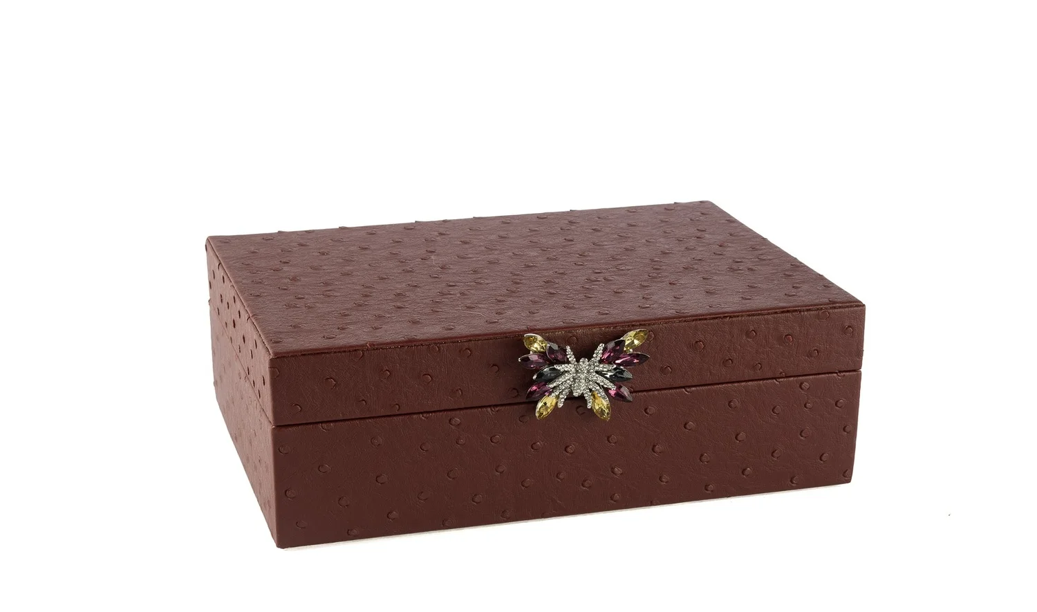 Bordo Kelebek Kulplu Deri Kutu 25x18 cm