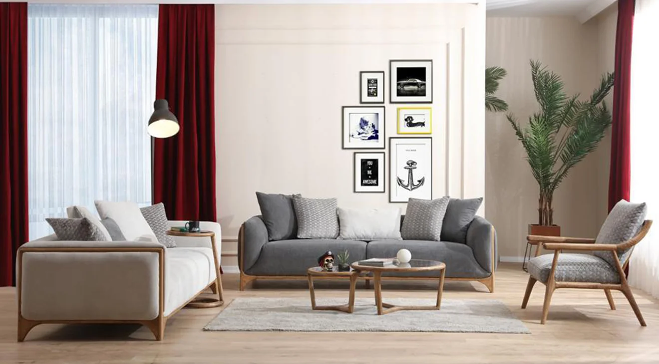 Boss Ahşap Ayaklı Koltuk Takımı