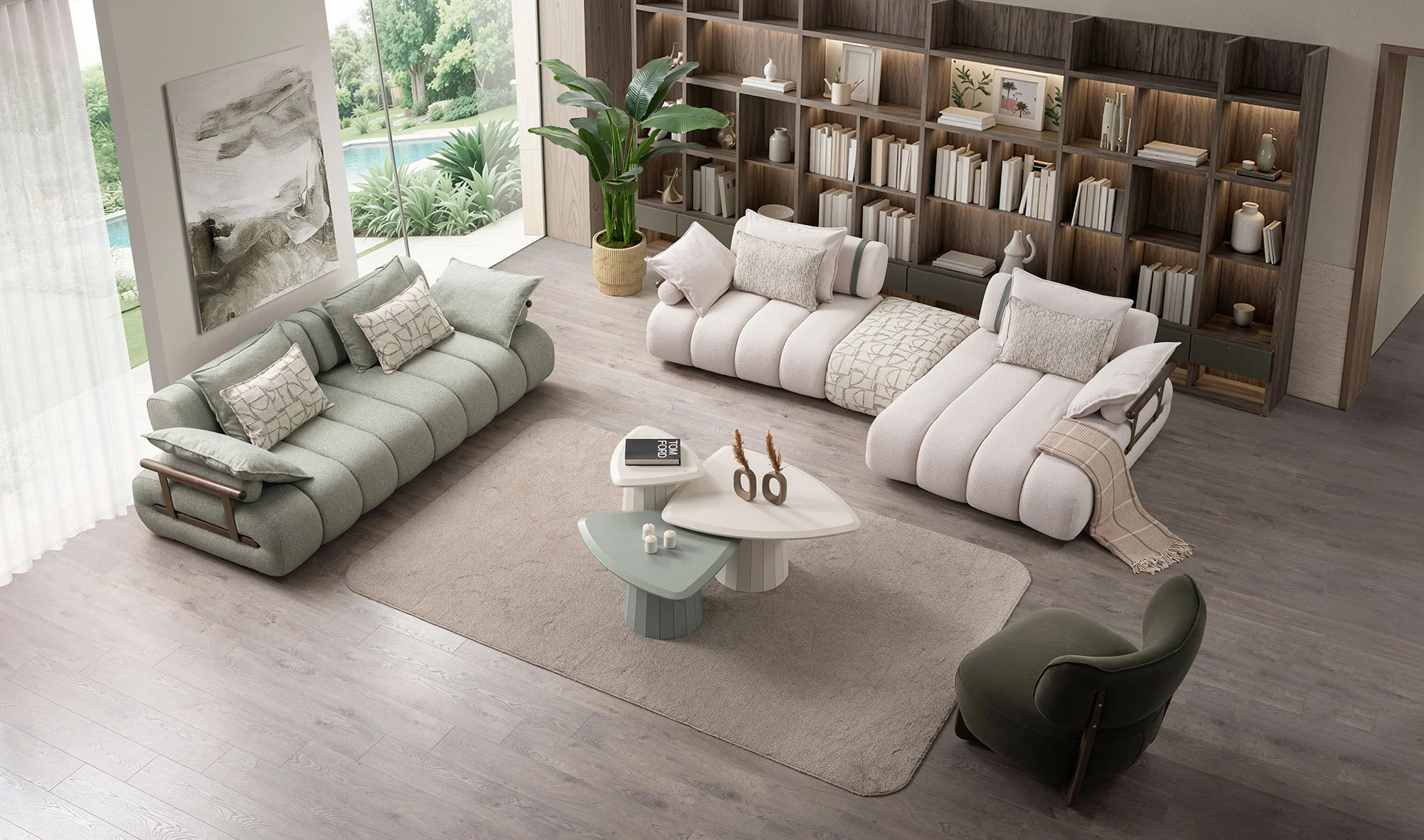 Köşe Koltuk + Üçlü Koltuk + Tekli Koltuk