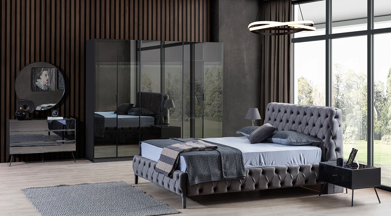 Bronze Antrasit 6 Kapaklı Yatak Odası Takımı