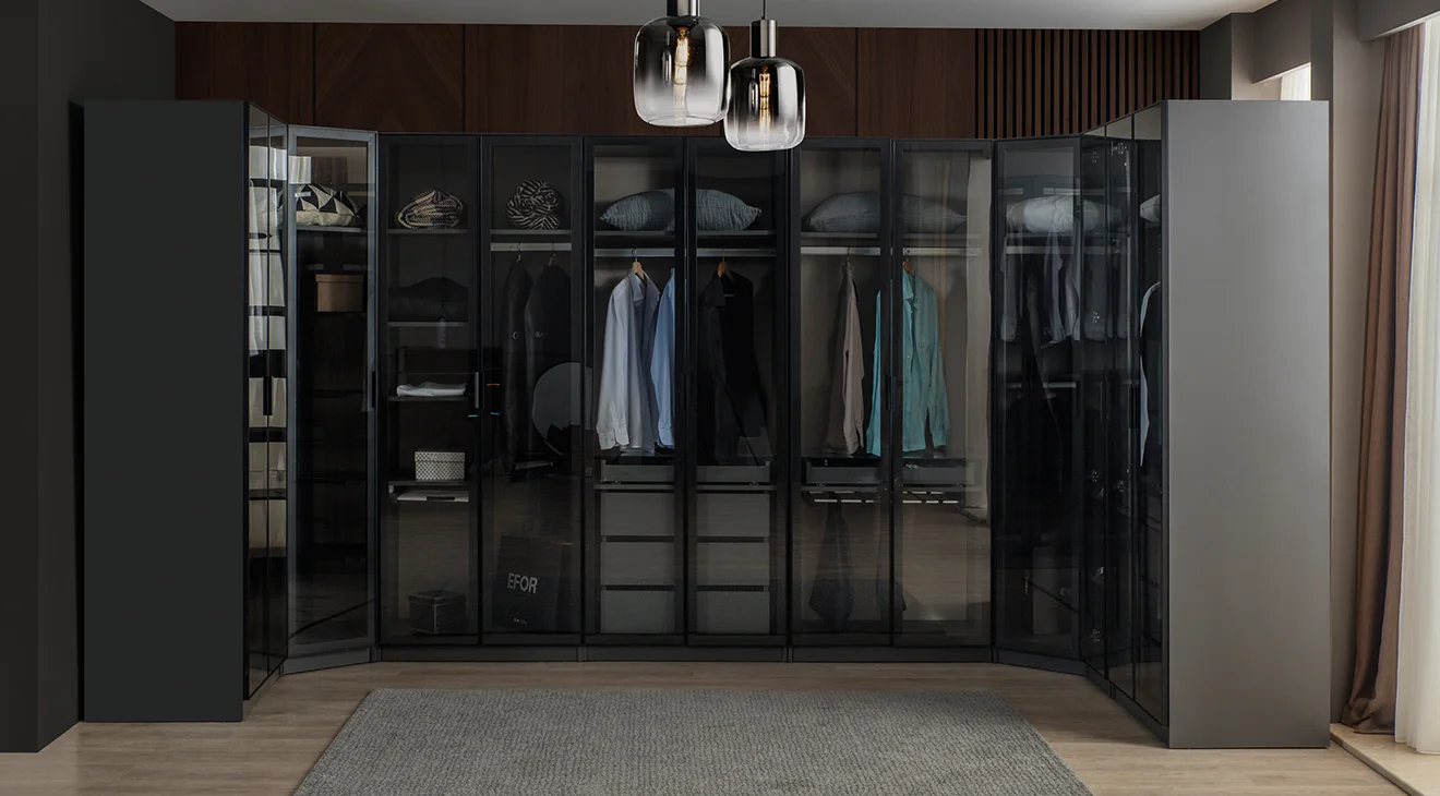 Bronze Antrasit Modern Giyinme Odası