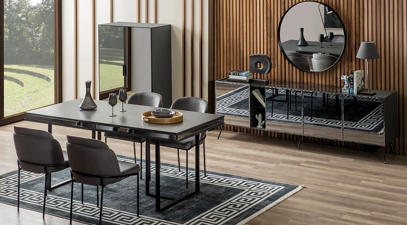 Bronze Antrasit Modern Yemek Odası Takımı