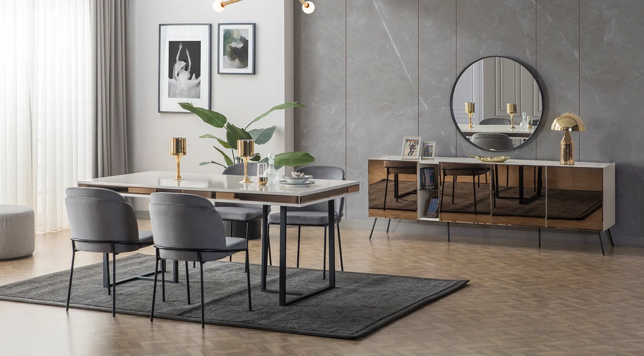 Bronze Aytaşı Modern Yemek Odası Takımı