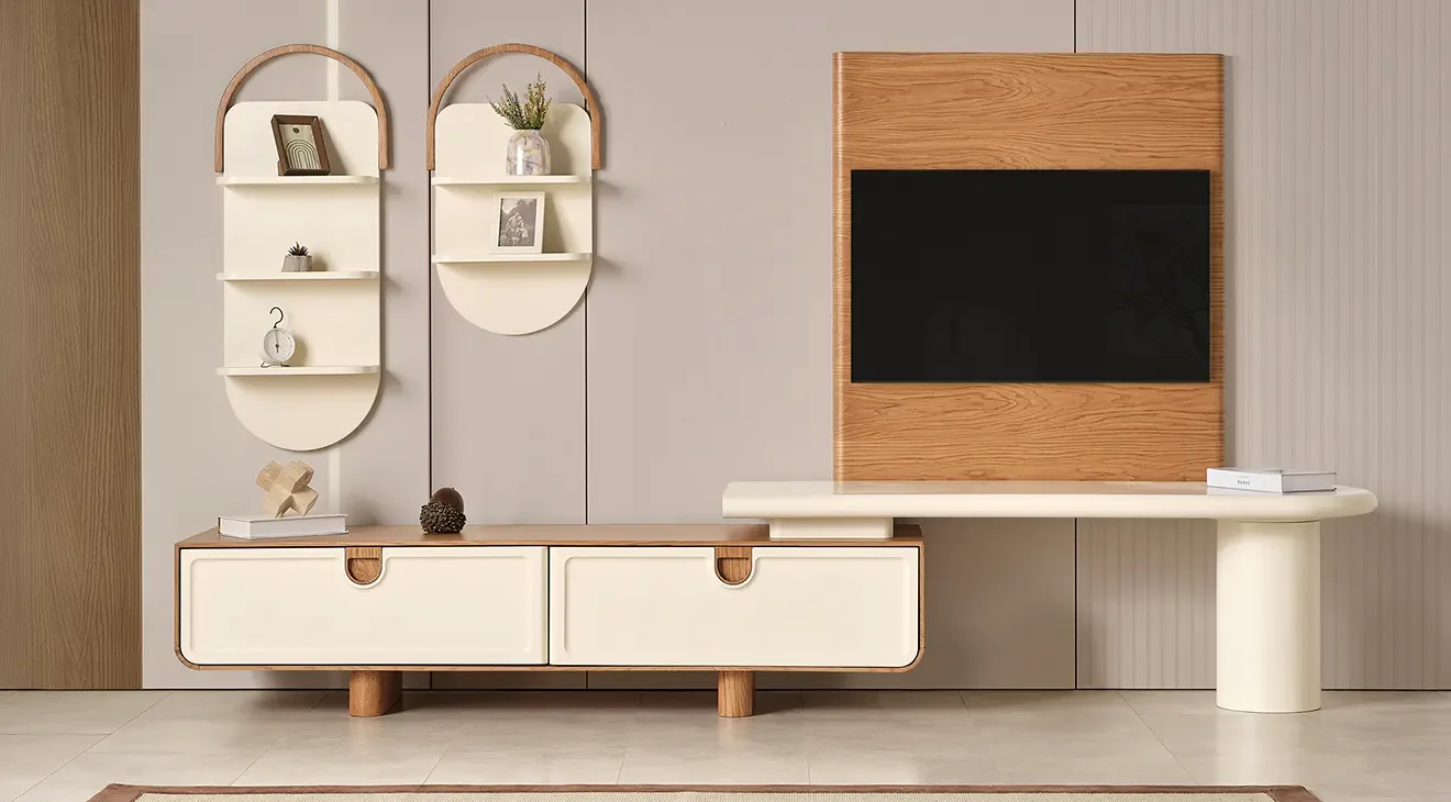 Capella Ceviz Ahşap Ayaklı Tv Ünitesi