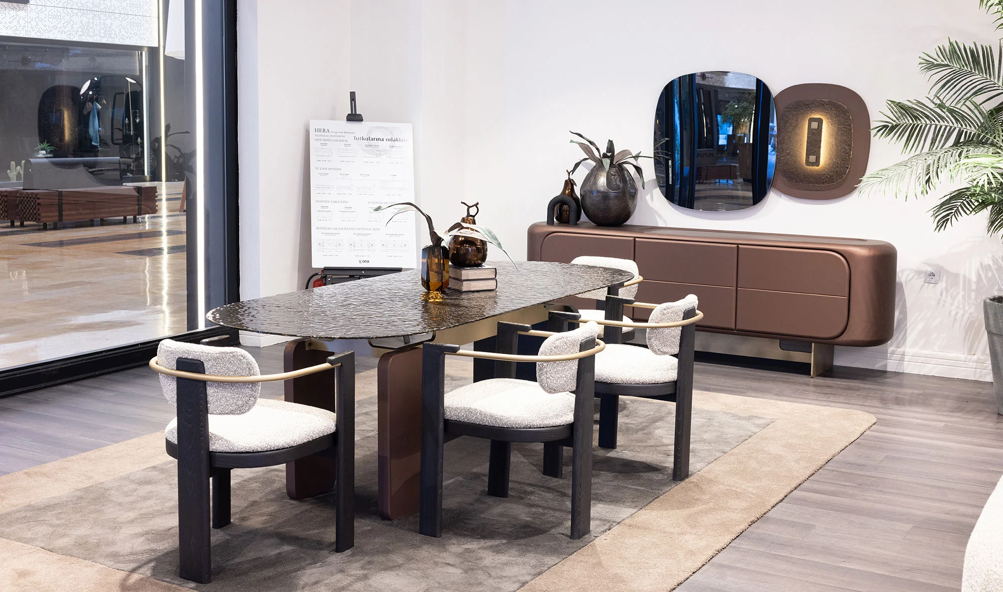 Konsol + Yemek masası + 6 sandalye