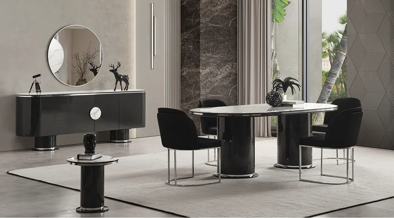 Cartier Antrasit Yemek Odası Takımı