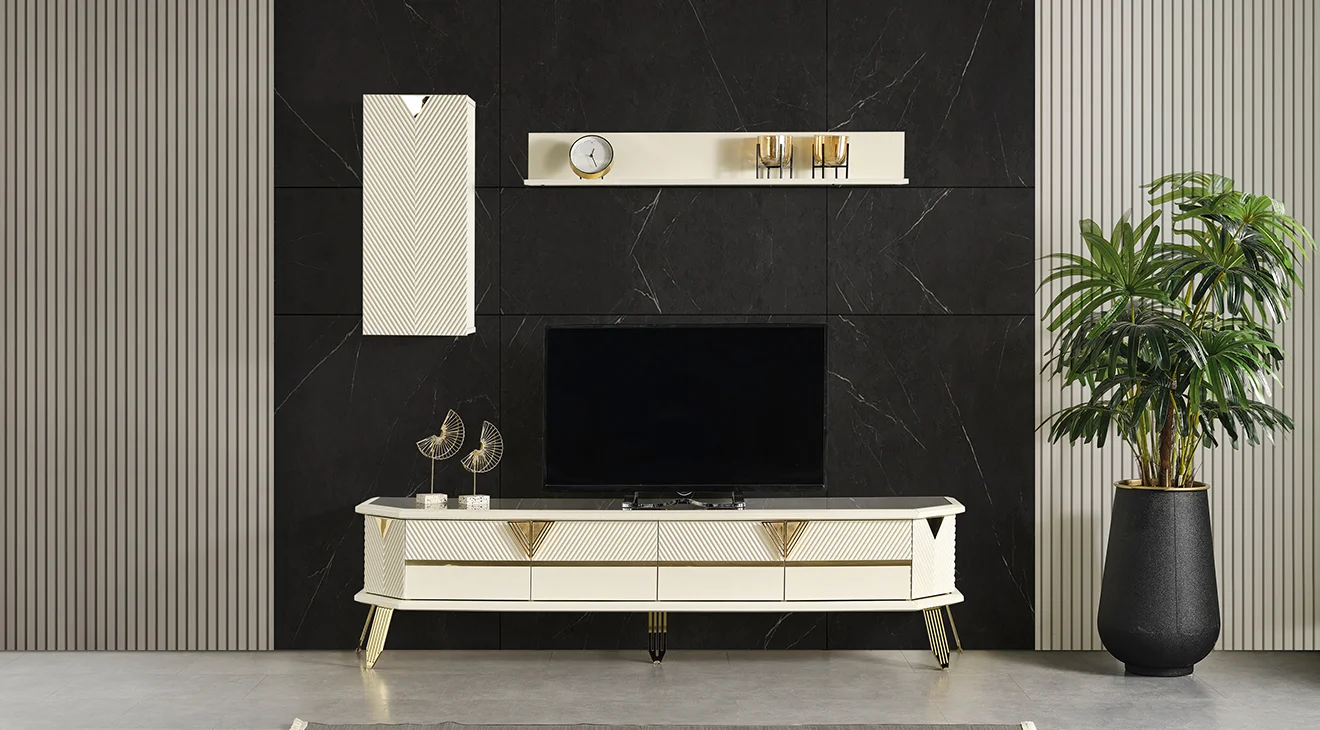 City Gold Metal Ayaklı Tv Ünitesi