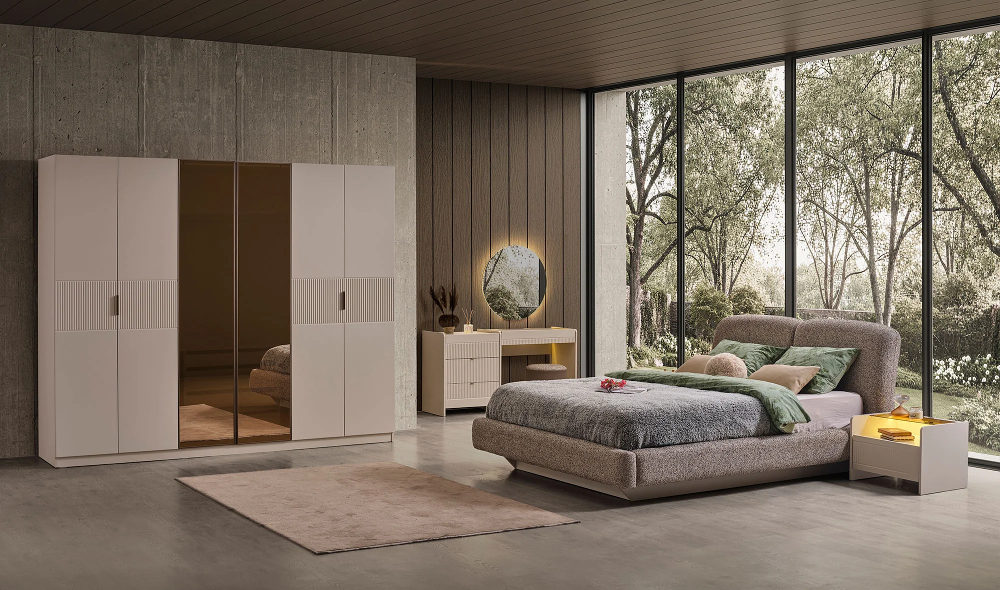 Clark Bazalı Yatak Odası - 6 Kapılı