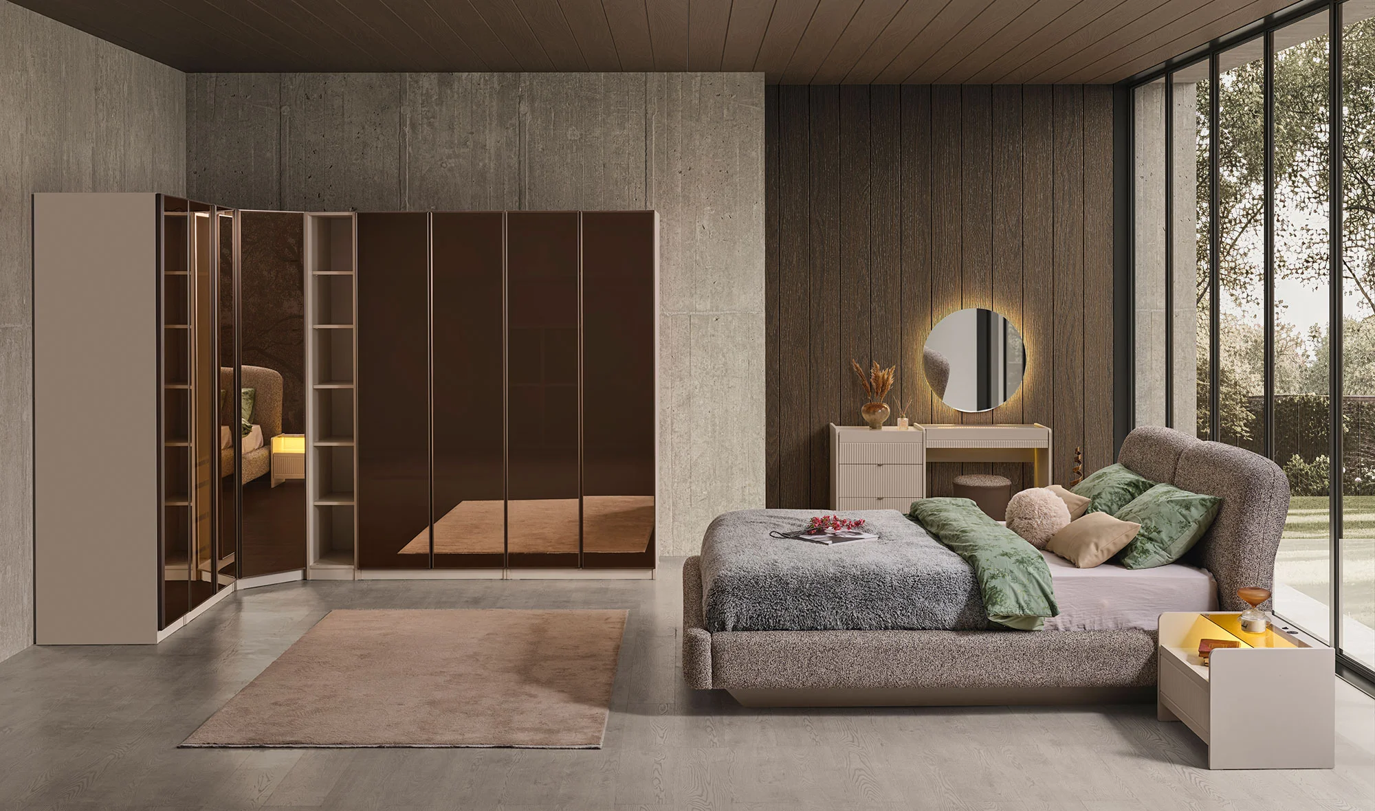 Köşe Dolap Takım + Karyola + Şifonyer + Komodin