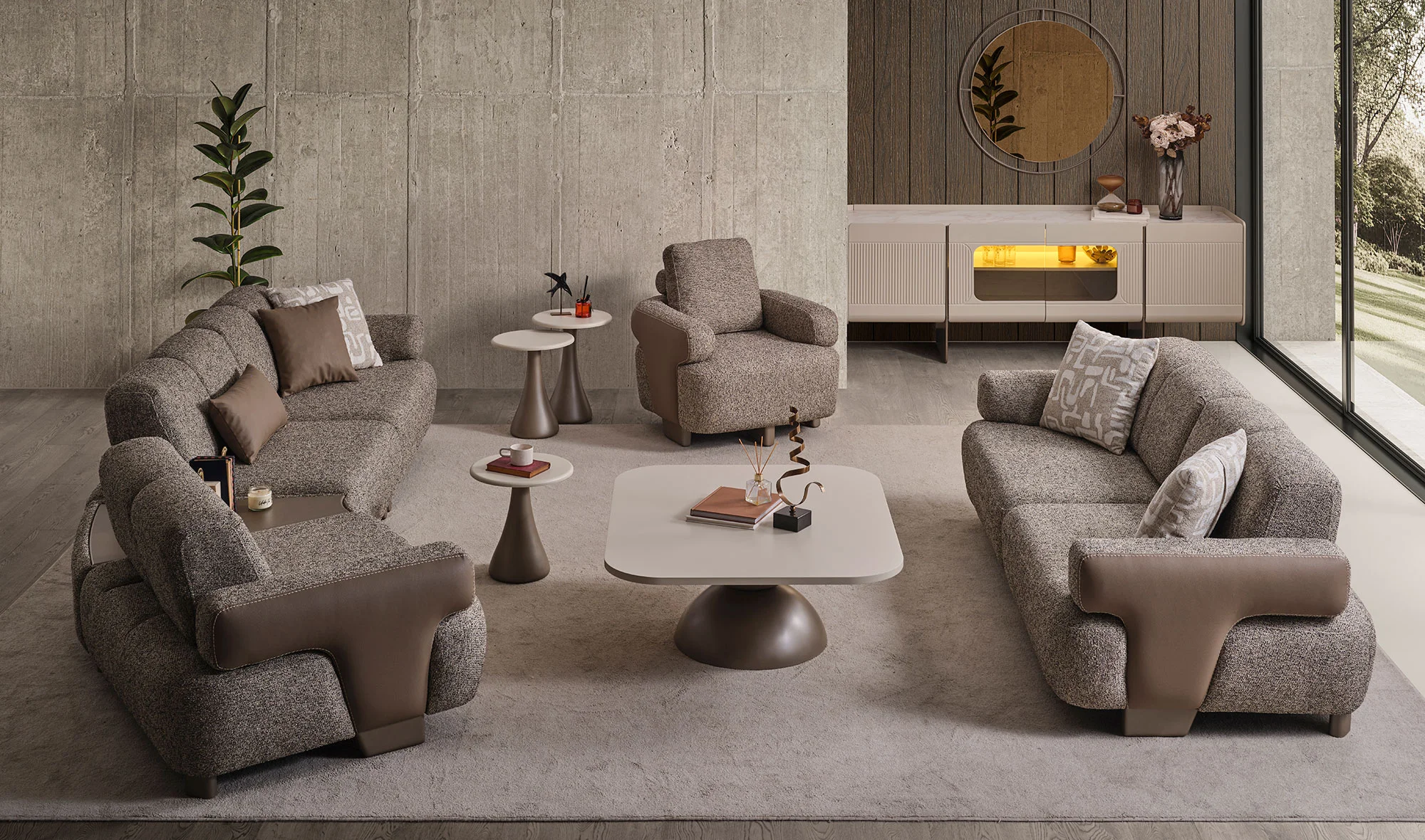 Köşe Koltuk + Üçlü Koltuk + Tekli Koltuk