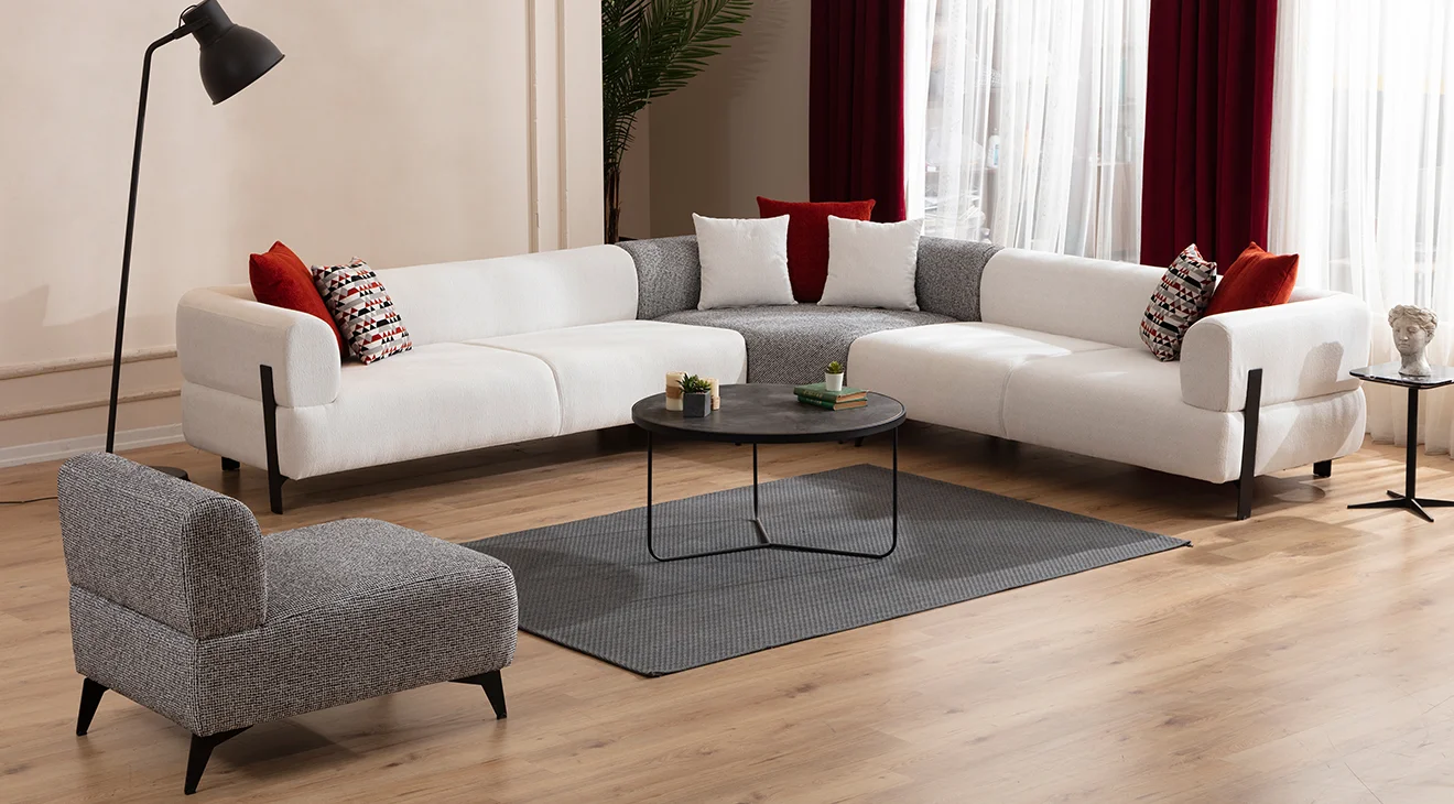 Cratos Metal Ayaklı Köşe Koltuk Takımı