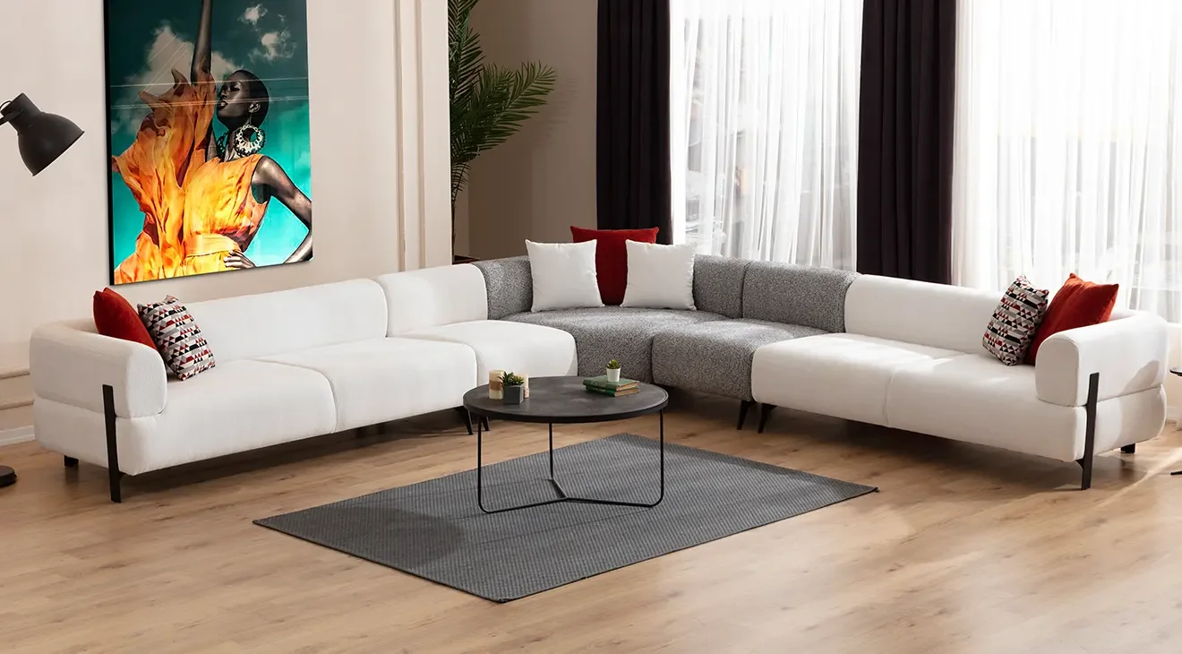 Cratos Modüler Metal Ayaklı Köşe Koltuk Takımı