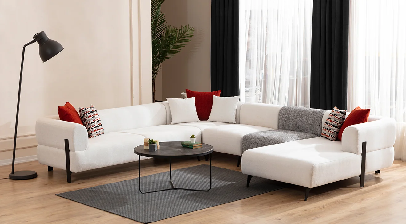 Cratos Relaks Metal Ayaklı Köşe Koltuk Takımı